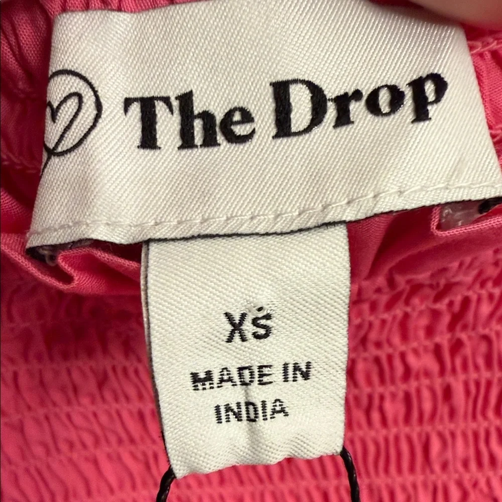 The Drop Smocked Square-Neck Ruffle Puff-Sleeve Blouse in Hot Pink - Picture 2 of 9